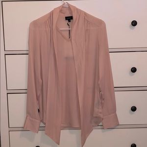 NWT Blush pink tie-neck blouse